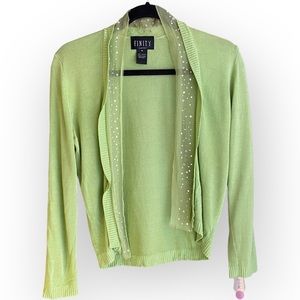2 for $35 Vintage Light Green Short Cardigan Shrug Sparkly Gems Size Medium